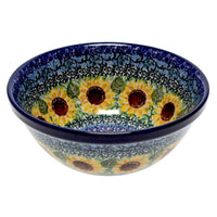 A picture of a Polish Pottery C.A. 6.75" Kitchen Bowl (Sunflowers) | A058-U4739 as shown at PolishPotteryOutlet.com/products/6-75-bowl-sunflowers