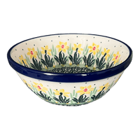A picture of a Polish Pottery C.A. 5.5" Kitchen Bowl (Daffodils in Bloom) | A059-2122X as shown at PolishPotteryOutlet.com/products/5-5-bowl-daffodils-in-bloom-a059-2122x