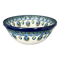 A picture of a Polish Pottery CA 5.5" Kitchen Bowl (Peacock Plume) | A059-2218X as shown at PolishPotteryOutlet.com/products/5-5-bowl-peacock-plume-a059-2218x-1