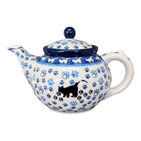 A picture of a Polish Pottery 40 oz. Teapot (Cat Tracks) | A060-1771 as shown at PolishPotteryOutlet.com/products/40-oz-teapot-cat-tracks-a060-1771