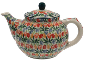 Polish Pottery C.A. 40 oz. Teapot (Tulip Burst) | A060-U4226 Additional Image at PolishPotteryOutlet.com