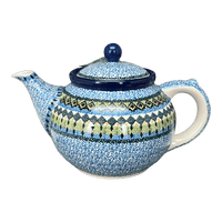 A picture of a Polish Pottery C.A. 40 oz. Teapot (Aztec Blues) | A060-U4428 as shown at PolishPotteryOutlet.com/products/40-oz-teapot-aztec-blues-a060-u4428