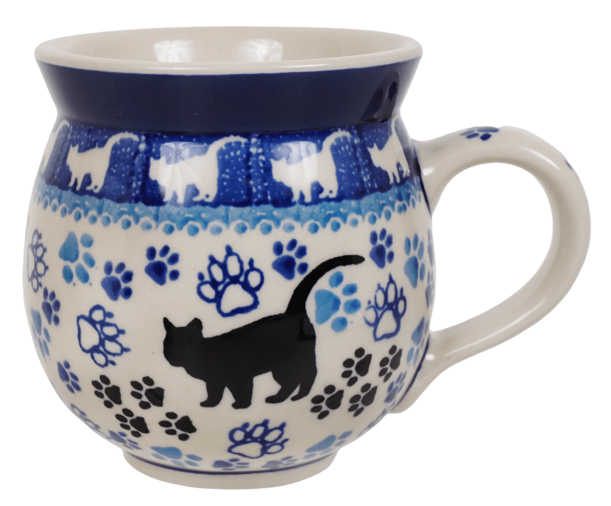 Mug, Belly Mug, 12 oz Medium in "Cat Tracks" by Ceramika Artystyczna | A070-1771