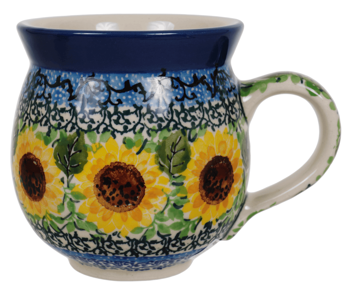 Mug, Belly Mug, 12 oz Medium in "Sunflowers" by Ceramika Artystyczna | A070-U4739