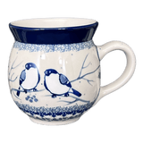 Mug, Belly Mug, 12 oz Medium in "Bullfinch on Blue" by Ceramika Artystyczna | A070-U4830