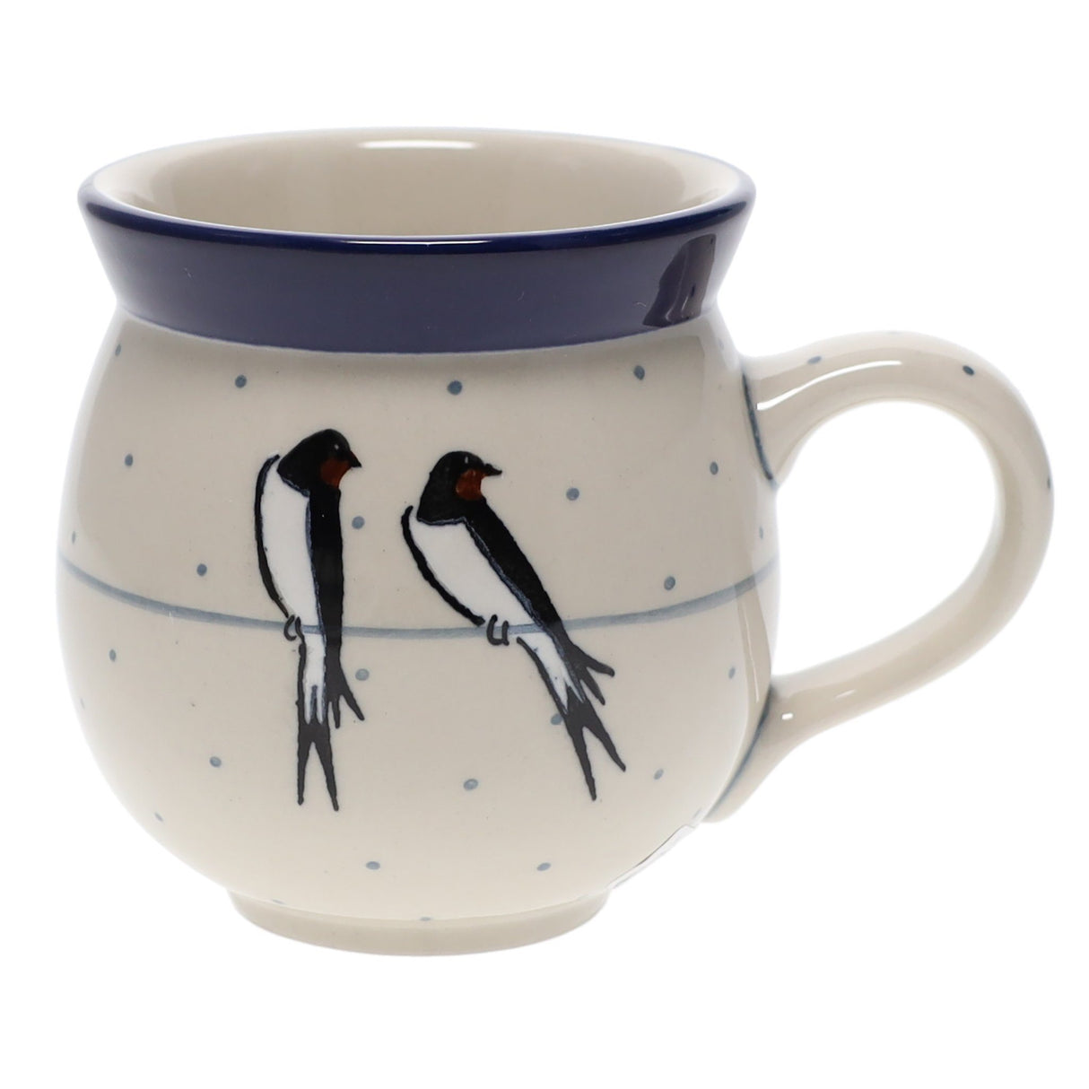 Mug, Belly Mug, 12 oz Medium in "Birds on a Wire" by Ceramika Artystyczna | A070-U4831