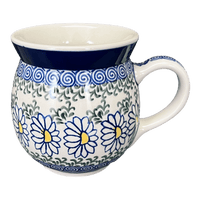 A picture of a Polish Pottery C.A. 16 oz. Belly Mug (Just Another Daisy) | A073-1236X as shown at PolishPotteryOutlet.com/products/large-belly-mug-just-another-daisy-a073-1236x