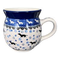 A picture of a Polish Pottery C.A. 16 oz. Belly Mug (Wiener Dog Delight) | A073-2151X as shown at PolishPotteryOutlet.com/products/large-belly-mug-wiener-dog-delight-a073-2151x
