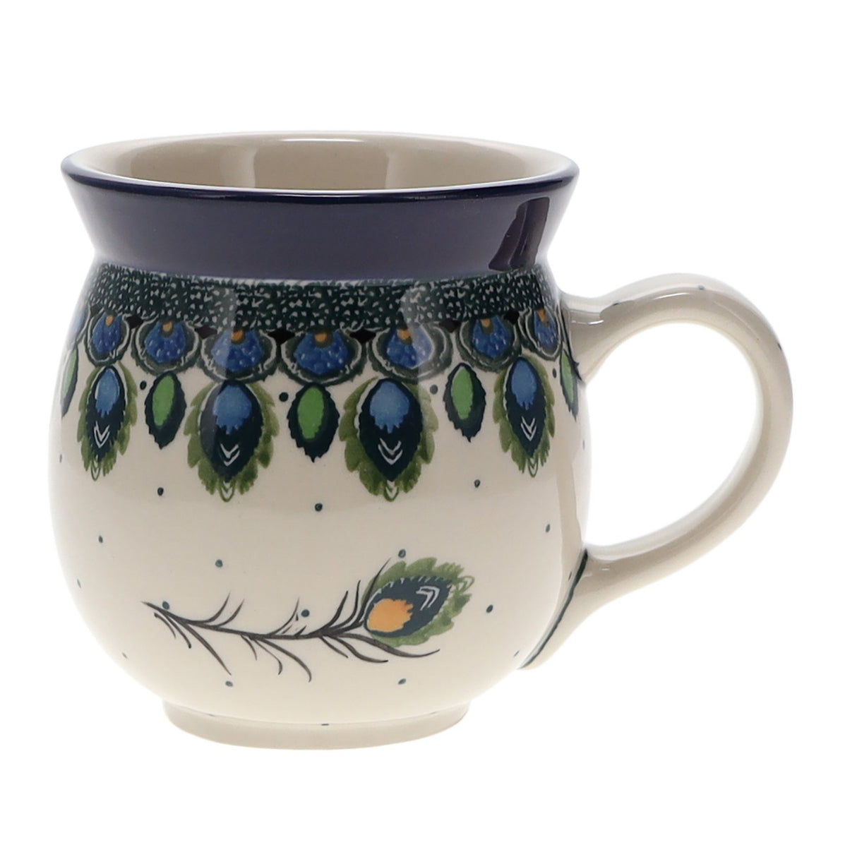 Mug, Belly Mug, 16 oz in "Peacock Plume" by Ceramika Artystyczna | A073-2218X