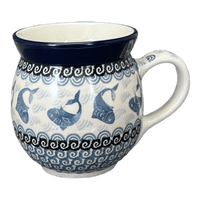 A picture of a Polish Pottery C.A. 16 oz. Belly Mug (Periwinkle Pond) | A073-2385X as shown at PolishPotteryOutlet.com/products/large-belly-mug-periwinkle-pond-a073-2385x