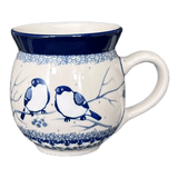 Mug, Belly Mug, 16 oz Large in "Bullfinch on Blue" by Ceramika Artystyczna | A073-U4830
