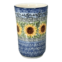 A picture of a Polish Pottery CA 12 oz. Tumbler (Sunflowers) | A076-U4739 as shown at PolishPotteryOutlet.com/products/12-oz-tumbler-sunflowers-a076-u4739
