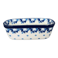 A picture of a Polish Pottery CA Small Deep Oval Baker (Snow White Anemone) | A084-2222X as shown at PolishPotteryOutlet.com/products/small-deep-oval-baker-snow-white-anemone-a084-2222x