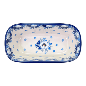 Polish Pottery CA Small Deep Oval Baker (Snow White Anemone) | A084-2222X Additional Image at PolishPotteryOutlet.com