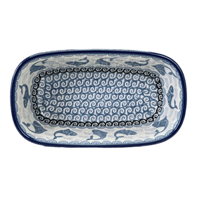 Polish Pottery CA Small Deep Oval Baker (Periwinkle Pond) | A084-2385X Additional Image at PolishPotteryOutlet.com