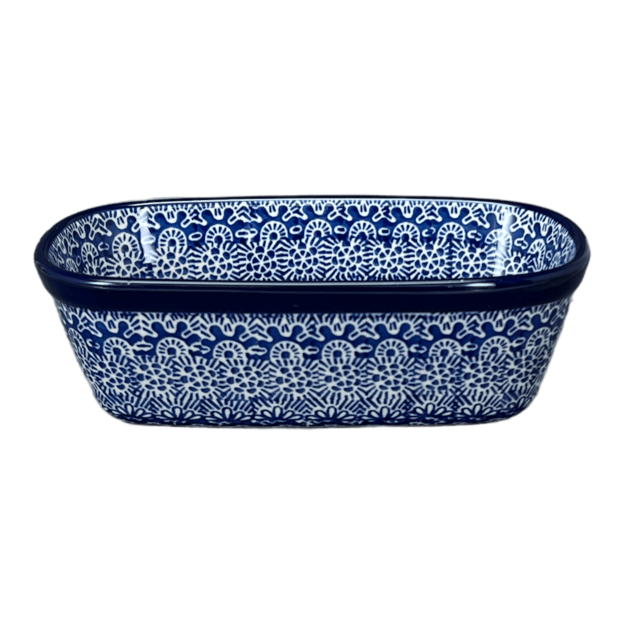 Baker, Oval, Deep, Small, 7" x 3.5" in "Blue Wheels" by Ceramika Artystyczna | A084-884X