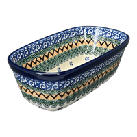 A picture of a Polish Pottery C.A. Small Deep Oval Baker (Aztec Paws) | A084-945X as shown at PolishPotteryOutlet.com/products/small-deep-oval-baker-aztec-paws-a084-945x