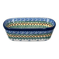 A picture of a Polish Pottery C.A. Small Deep Oval Baker (Aztec Paws) | A084-945X as shown at PolishPotteryOutlet.com/products/small-deep-oval-baker-aztec-paws-a084-945x