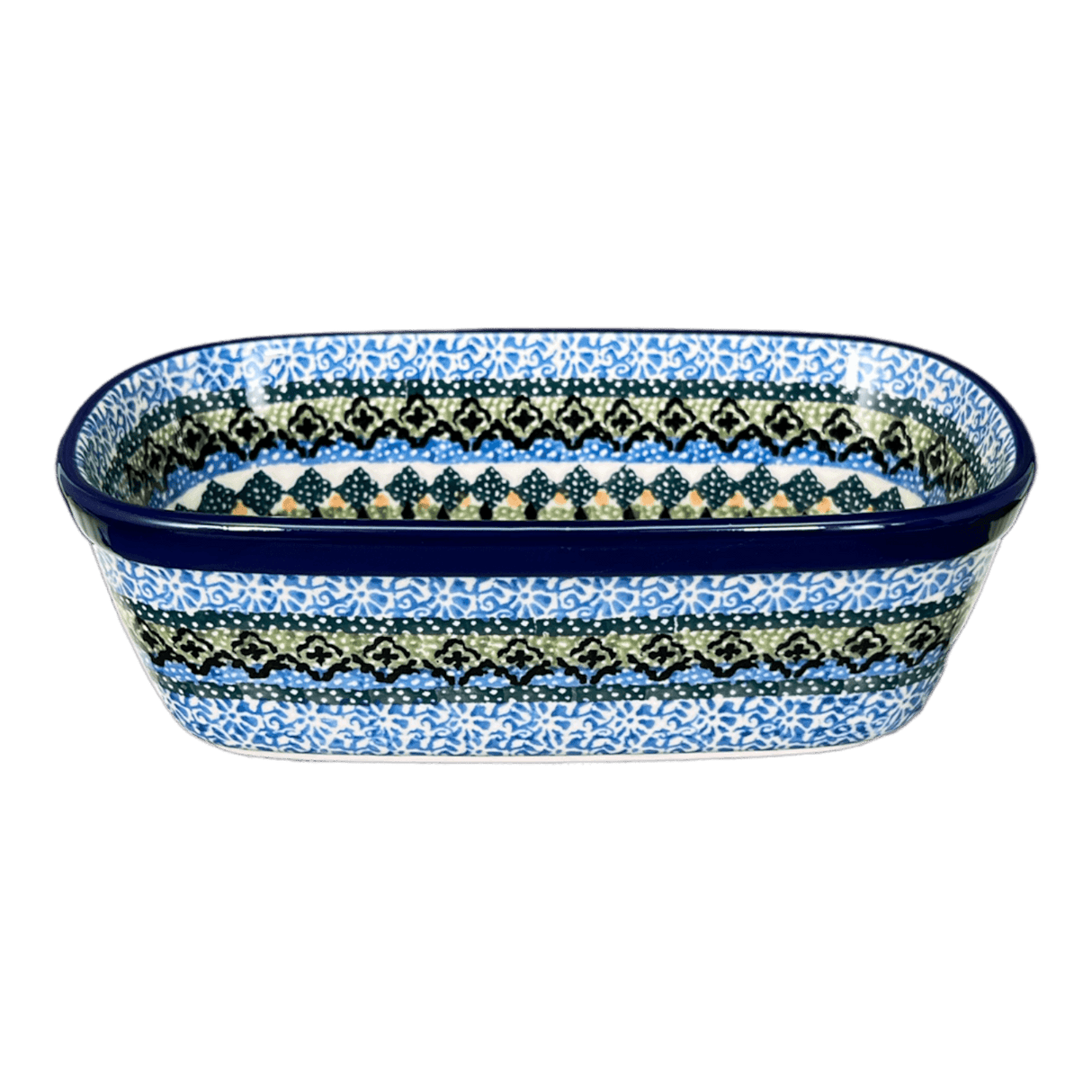 Baker, Oval, Deep, Small, 7" x 3.5" in "Aztec Blues" by Ceramika Artystyczna | A084-U4428