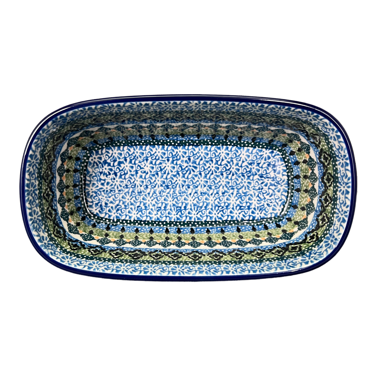 Baker, Oval, Deep, Small, 7" x 3.5" in "Aztec Blues" by Ceramika Artystyczna | A084-U4428