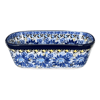 A picture of a Polish Pottery Small Deep Oval Baker (Sky Flower) | A084-U4744 as shown at PolishPotteryOutlet.com/products/small-deep-oval-baker-sky-flower-a084-u4744