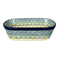 A picture of a Polish Pottery Small Deep Oval Baker (Lemon Flower) | A084-U4810 as shown at PolishPotteryOutlet.com/products/small-deep-oval-baker