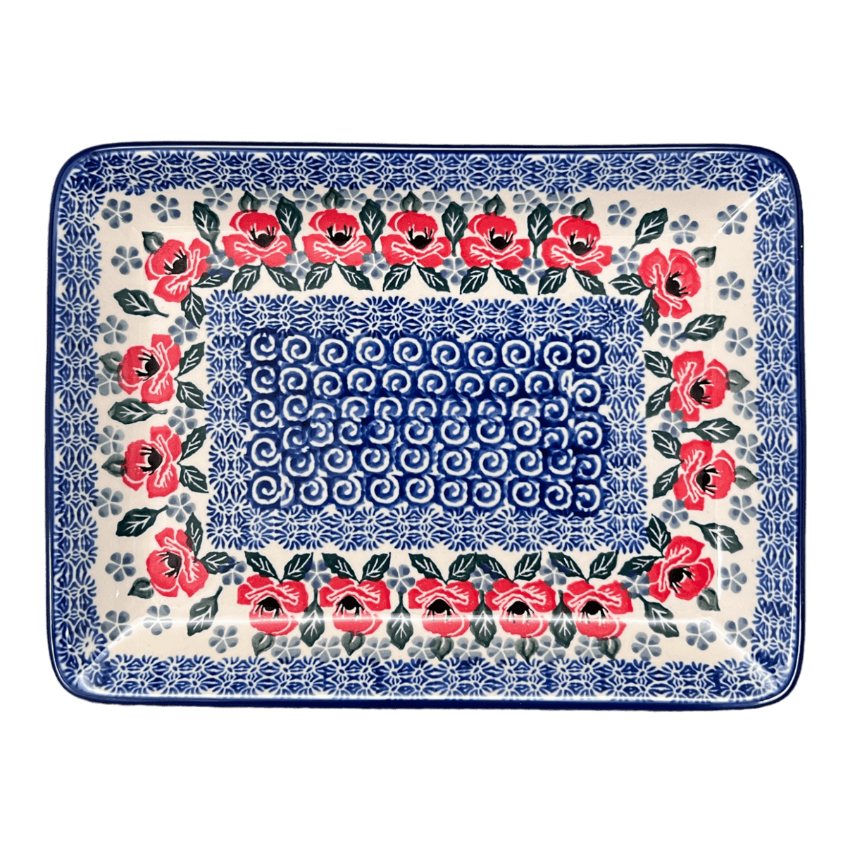 Tray, 9.5" x 7" in "Rosie's Garden" by Ceramika Artystyczna | A111-1490X