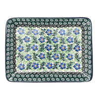 A picture of a Polish Pottery CA 9.5" x 7" Tray (Clematis) | A111-1538X as shown at PolishPotteryOutlet.com/products/9-5-x-7-tray-clematis-a111-1538x