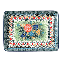 A picture of a Polish Pottery CA 9.5" x 7" Tray (Garden Trellis) | A111-U2123 as shown at PolishPotteryOutlet.com/products/9-5-x-7-tray-garden-trellis-a111-u2123