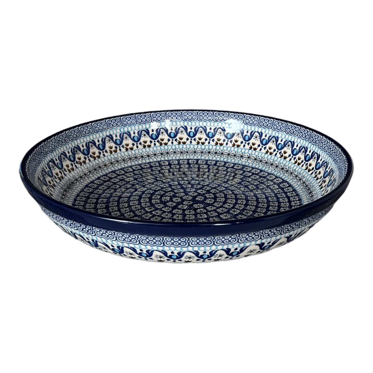 Bowl, Round, Shallow, 12.75" Wide in "Blue Ribbon" by Ceramika Artystyczna | A115-1026X