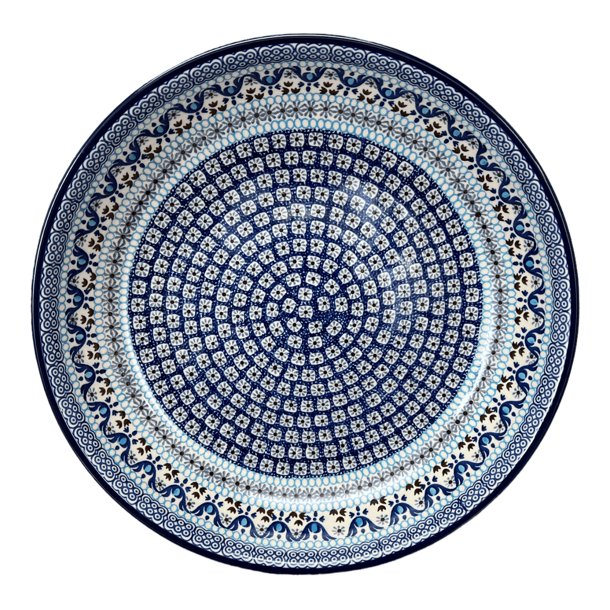 Bowl, Round, Shallow, 12.75" Wide in "Blue Ribbon" by Ceramika Artystyczna | A115-1026X