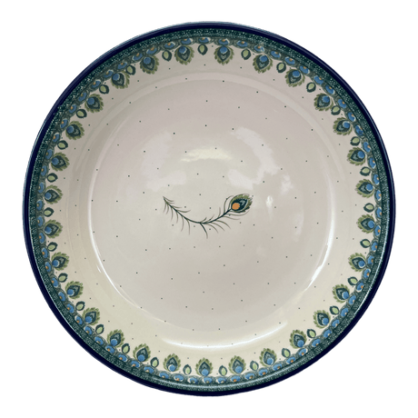 Bowl, Round, Shallow, 12.75" Wide in "Peacock Plume" by Ceramika Artystyczna | A115-2218X