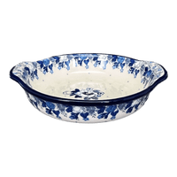A picture of a Polish Pottery CA Small Round Casserole (Dusty Anemone) | A142-2221X as shown at PolishPotteryOutlet.com/products/small-round-casserole-dusty-anemone-a142-2221x