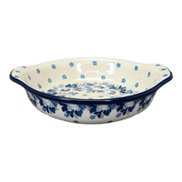 A picture of a Polish Pottery CA Small Round Casserole (Snow White Anemone) | A142-2222X as shown at PolishPotteryOutlet.com/products/small-round-casserole-snow-white-anemone-a142-2222x