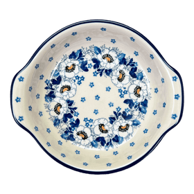 Polish Pottery CA Small Round Casserole (Snow White Anemone) | A142-2222X Additional Image at PolishPotteryOutlet.com