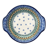 A picture of a Polish Pottery C.A. Small Round Casserole (Aztec Paws) | A142-945X as shown at PolishPotteryOutlet.com/products/small-round-casserole-aztec-paws-a142-945x