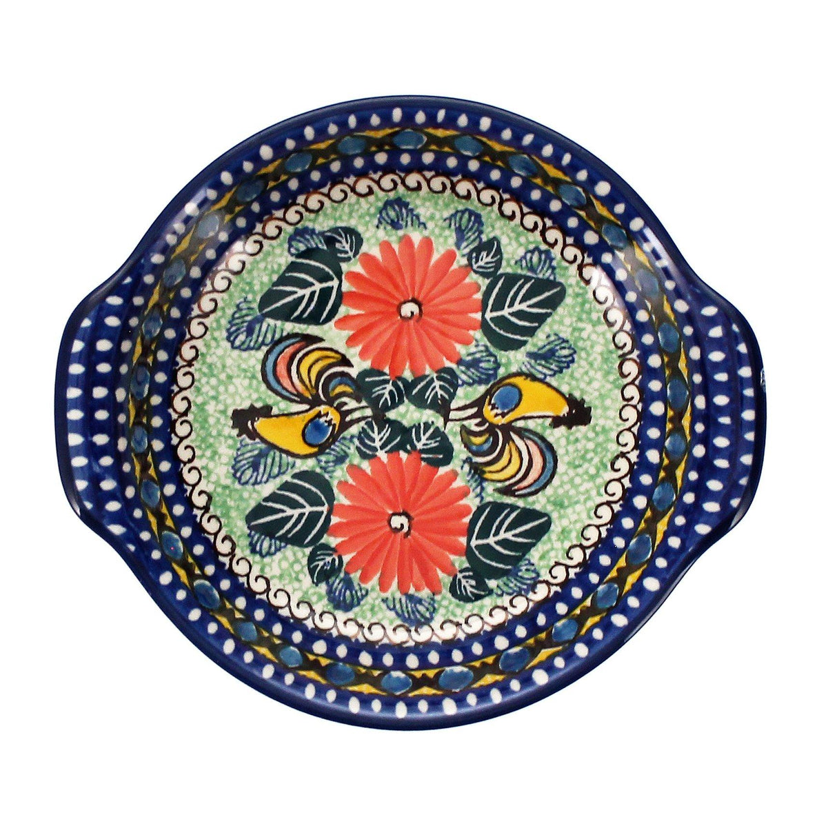 Casserole, Round, Small, 6.5" x 7.25" in "Regal Roosters" by Ceramika Artystyczna | A142-U2617