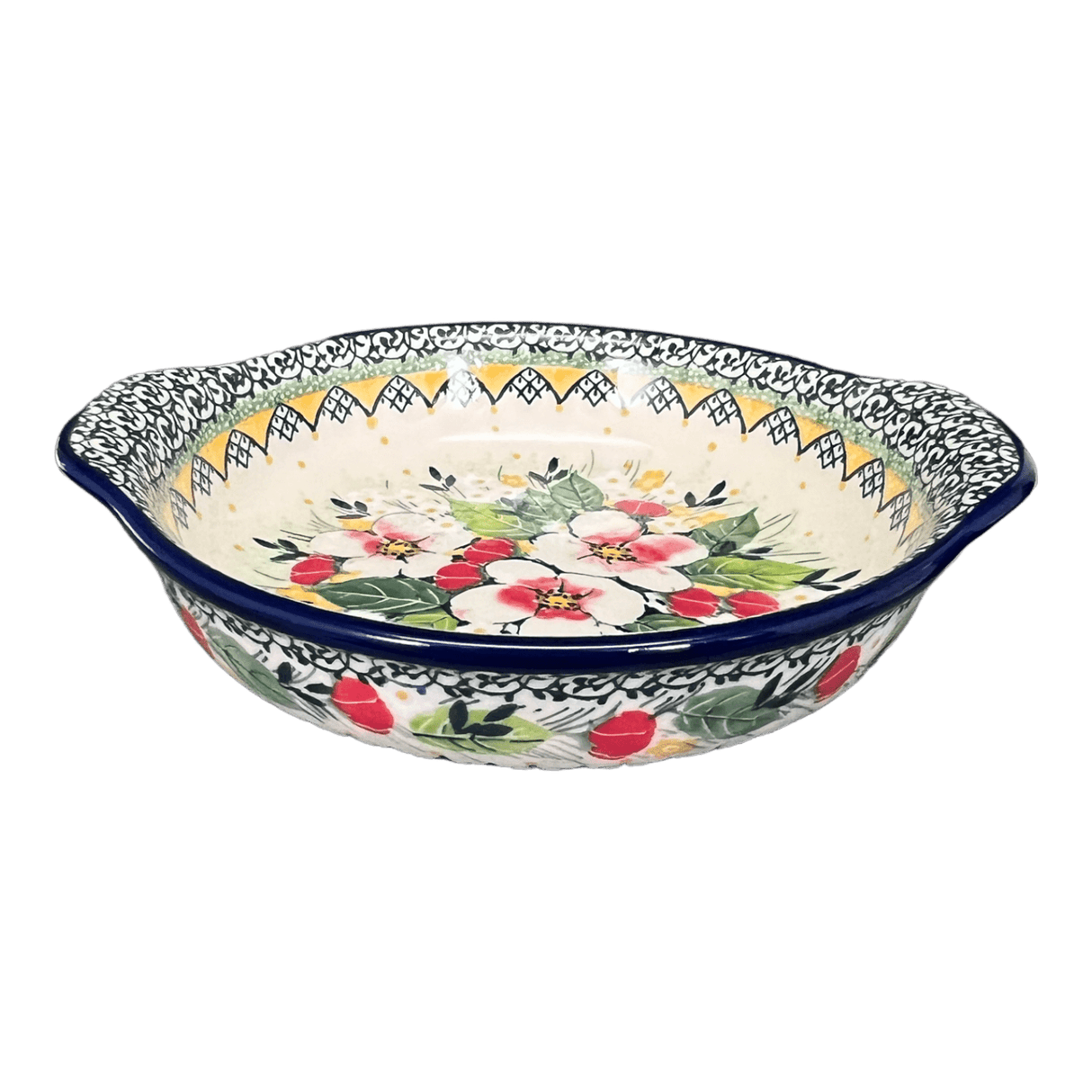 Casserole, Round, Small, 6.5" x 7.25" in "Camellias" by Ceramika Artystyczna | A142-U4812