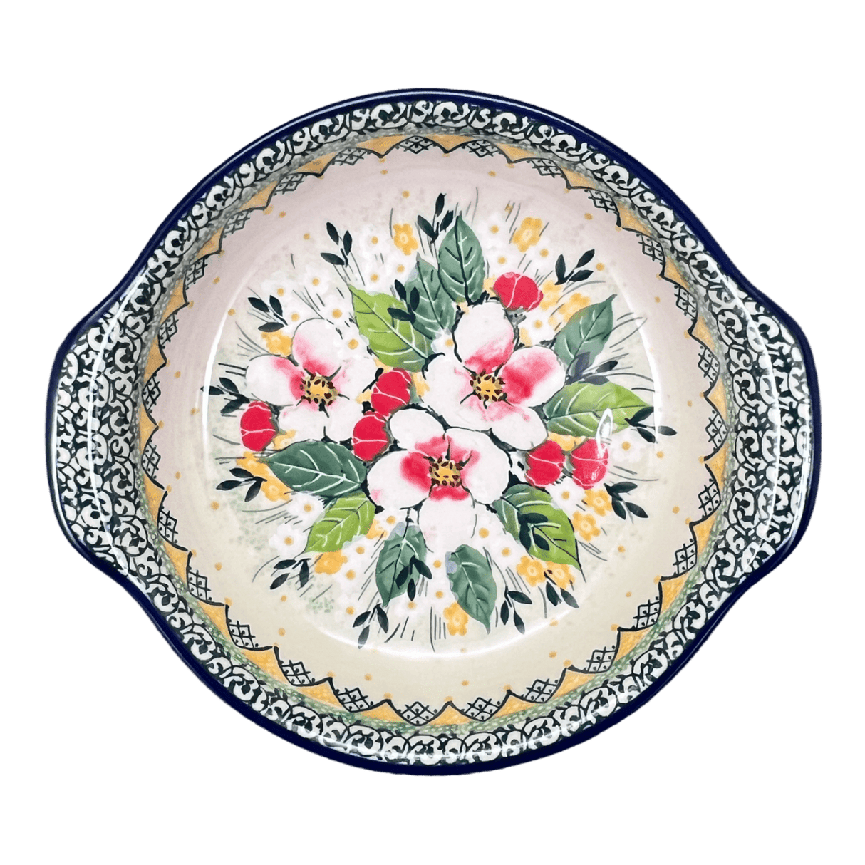 Casserole, Round, Small, 6.5" x 7.25" in "Camellias" by Ceramika Artystyczna | A142-U4812