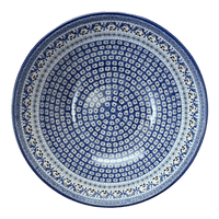 A picture of a Polish Pottery CA 12.75" Bowl (Blue Ribbon) | A154-1026X as shown at PolishPotteryOutlet.com/products/12-75-bowl-blue-ribbon-a154-1026x