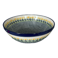 A picture of a Polish Pottery CA 12.75" Bowl (Daffodils in Bloom) | A154-2122X as shown at PolishPotteryOutlet.com/products/12-75-bowl-daffodils-in-bloom-a154-2122x