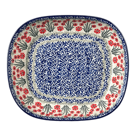Polish Pottery CA 10.5" x 12" Baker (Red Aster) | A156-1435X Additional Image at PolishPotteryOutlet.com