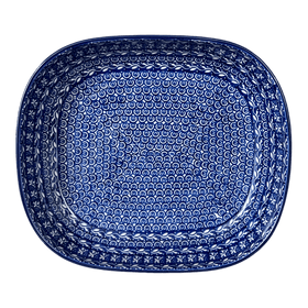 Polish Pottery C.A. 10.5" x 12" Baker (Wavy Blues) | A156-905X Additional Image at PolishPotteryOutlet.com