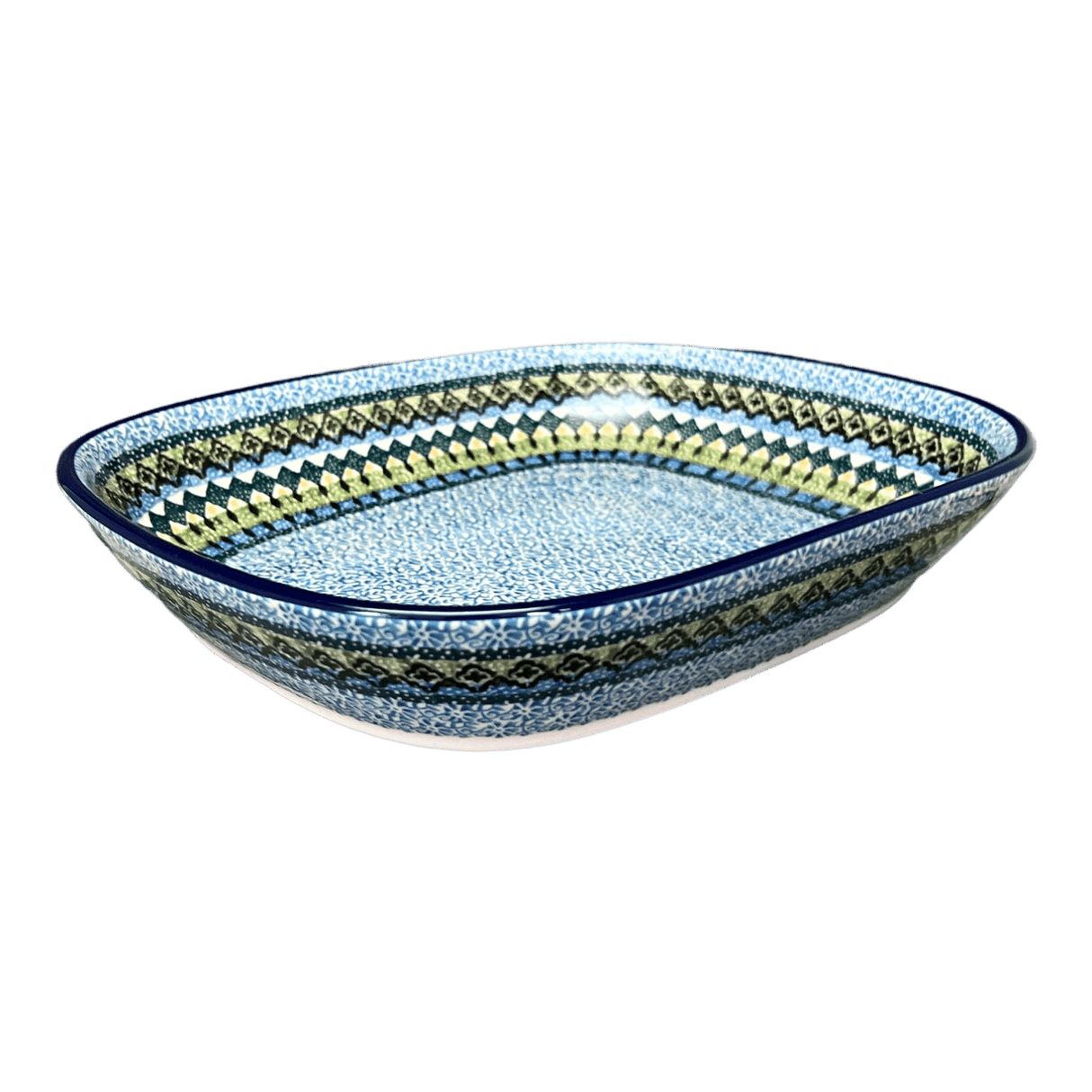 Baker, Rectangular, 9" x 10.5" in "Aztec Blues" by Ceramika Artystyczna  | A158-U4428