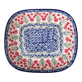 Polish Pottery CA 7.5" x 9" Baker (Red Aster) | A159-1435X Additional Image at PolishPotteryOutlet.com