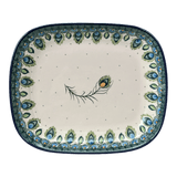 Baker, Rectangular, 7.5" x 9" in "Peacock Plume" by Ceramika Artystyczna | A159-2218X