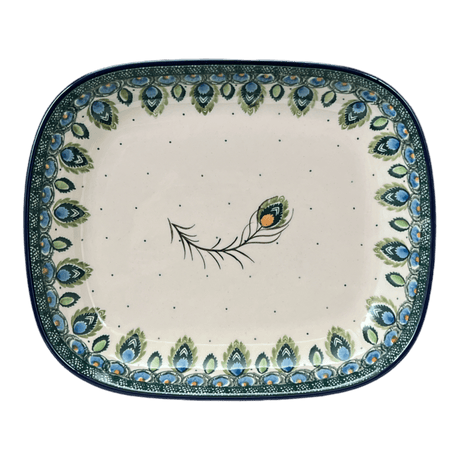 Baker, Rectangular, 7.5" x 9" in "Peacock Plume" by Ceramika Artystyczna | A159-2218X