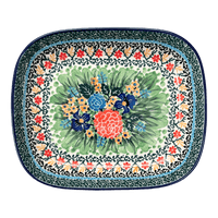 A picture of a Polish Pottery CA 7.5" x 9" Baker (Garden Trellis) | A159-U2123 as shown at PolishPotteryOutlet.com/products/7-5-x-9-baker-garden-trellis-a159-u2123
