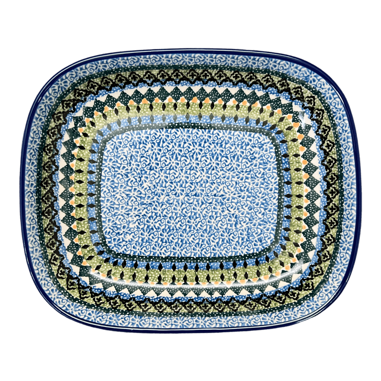 Baker, Rectangular, 7.5" x 9" in "Aztec Blues" by Ceramika Artystyczna  | A159-U4428