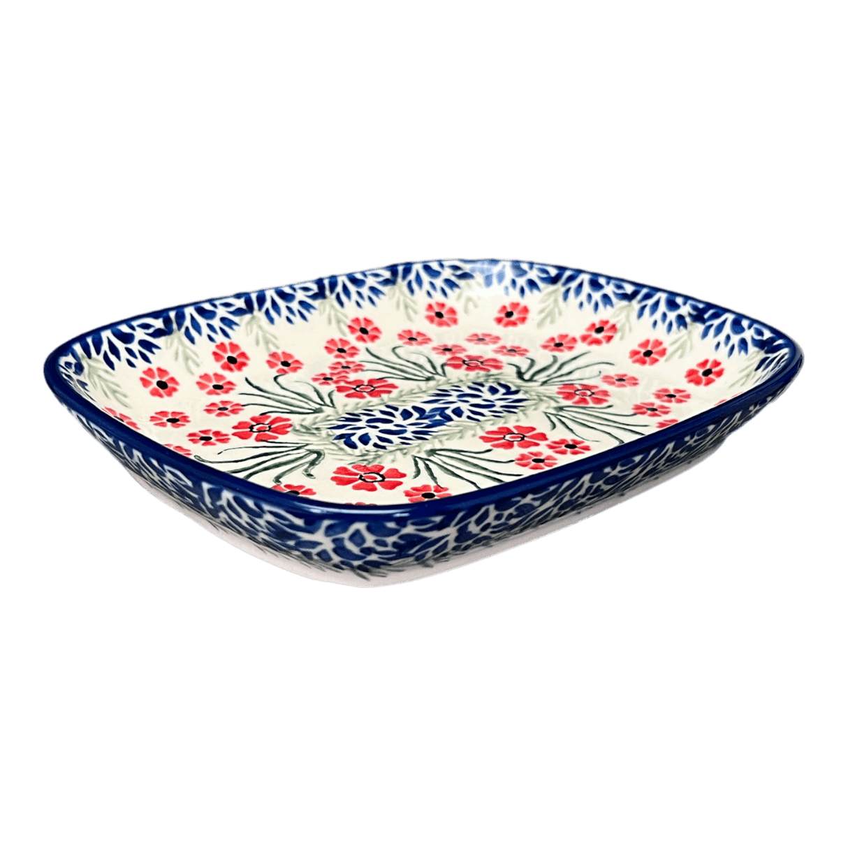 Dish, Shallow, 5.75" x 7" in "Red Aster" by Ceramika Artystyczna  | A160-1435X